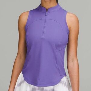 LULULEMON Front Zip Mock-Neck Tennis Tank Top Charged Indigo Size 4 EUC